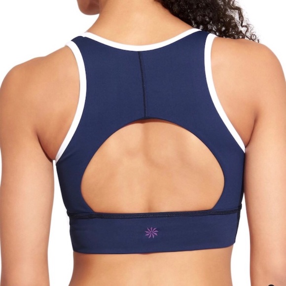 Athleta Other - Athleta Movement Navy & White Cutout Back Sports Bra Size XL